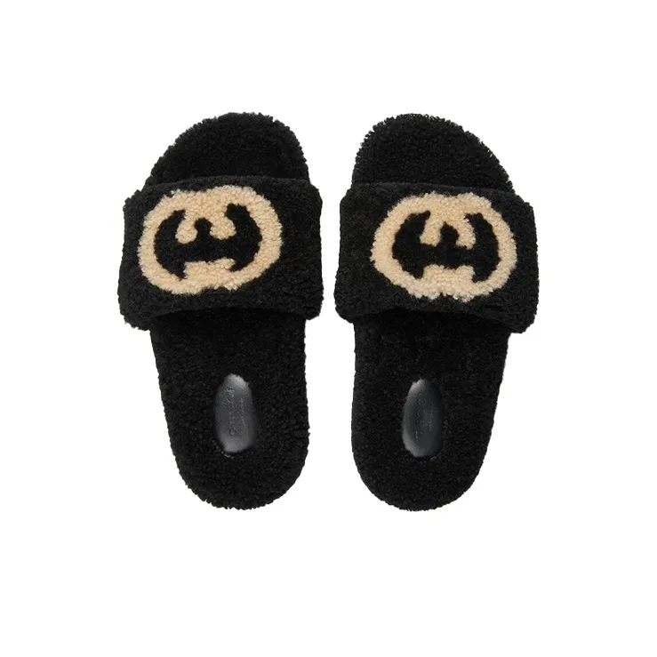 GUCCI Women's Slide 'Interlocking G Merino Wool Black' Women's-2