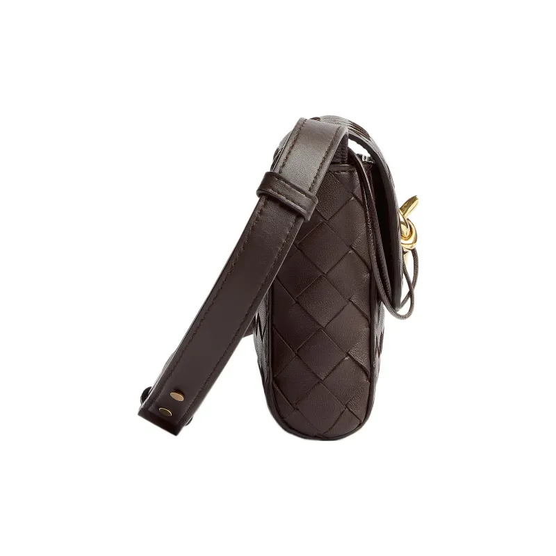 Bottega Veneta Lambskin Shoulder Bag, Crossbody Bag Mini Women's Dark Brown-1