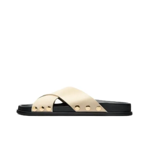 ZARA Slide Slippers Women's Light Apricot Cream