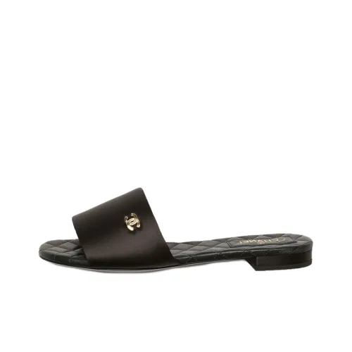 CHANEL Slide Slippers Women's Black