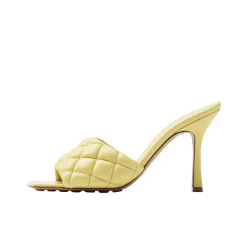Bottega Veneta Leather Patchwork Quiet Slide Slippers Women's Lemon