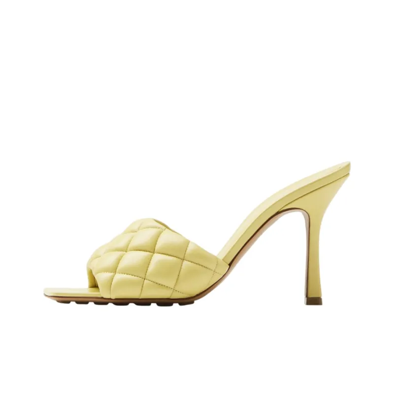 Bottega Veneta Leather Patchwork Quiet Slide Slippers Women's Lemon-0