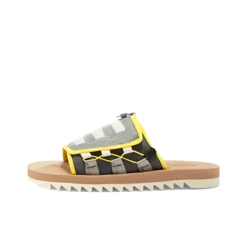 Suicoke Rubber Sole Slip Resistant Slide Slippers Unisex Black Yellow