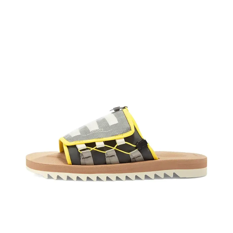Suicoke Rubber Sole Slip Resistant Slide Slippers Unisex Black Yellow-0