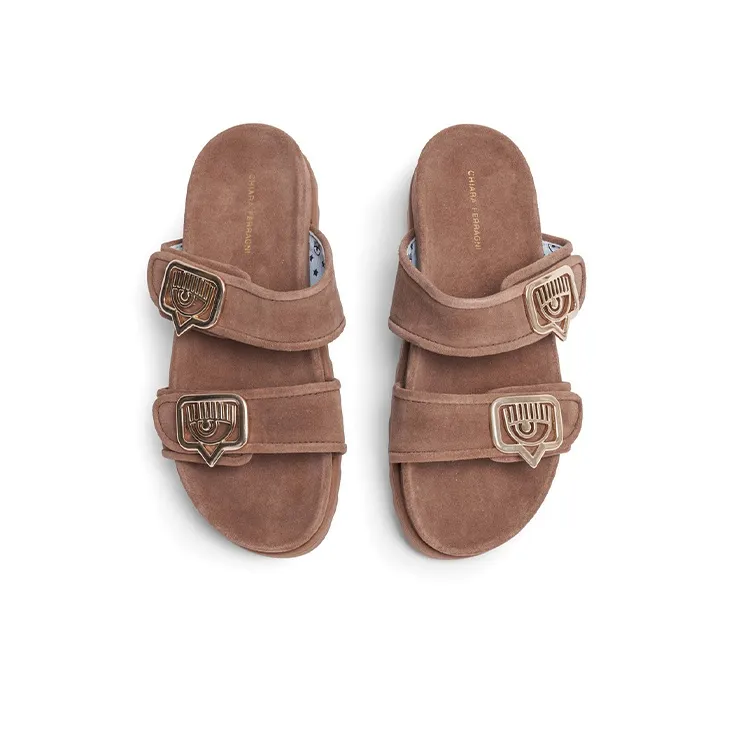 CHIARA FERRAGNI Slide Slippers Women's Brown-4