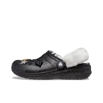 Crocs Disco Classic Lined Disco Glitter Clogs 'Black White'