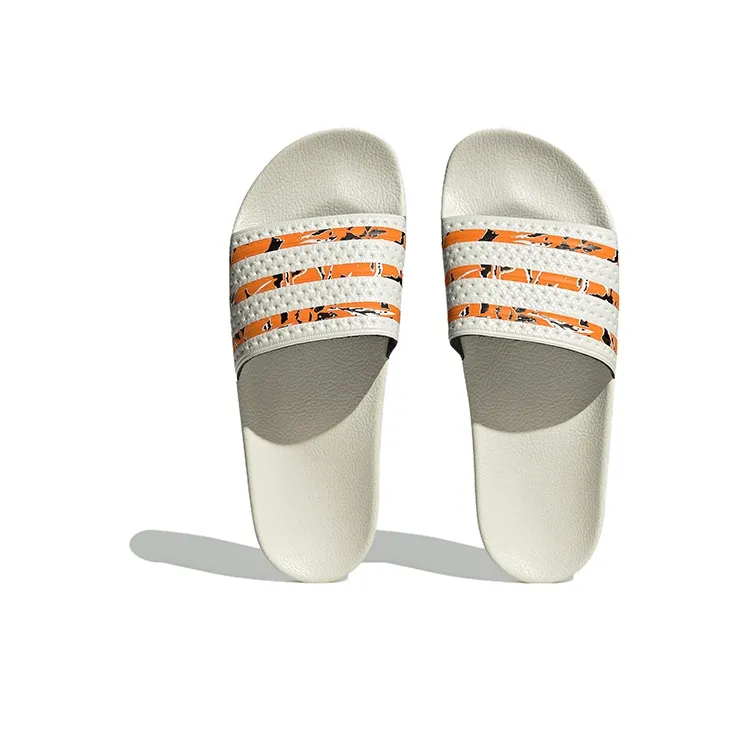 Adidas Originals Adilette Slides 'Off White Bright Orange'-3
