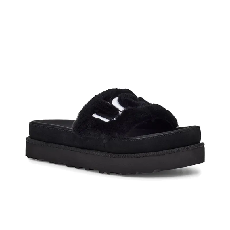 UGG Laton Fur Slide Black Women's-2