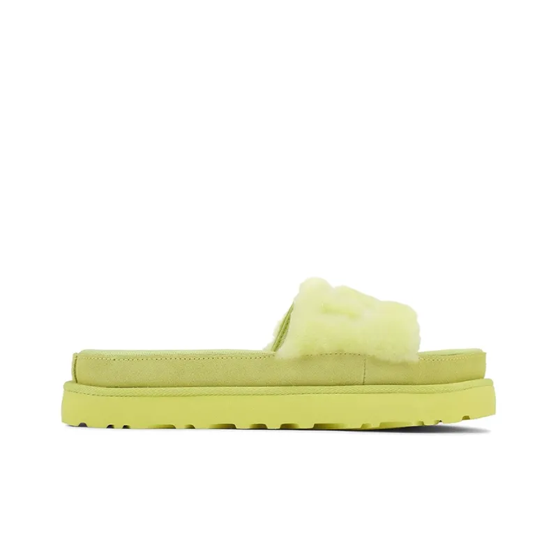 UGG Laton Fur Slide Yellow Slippers Women's-1