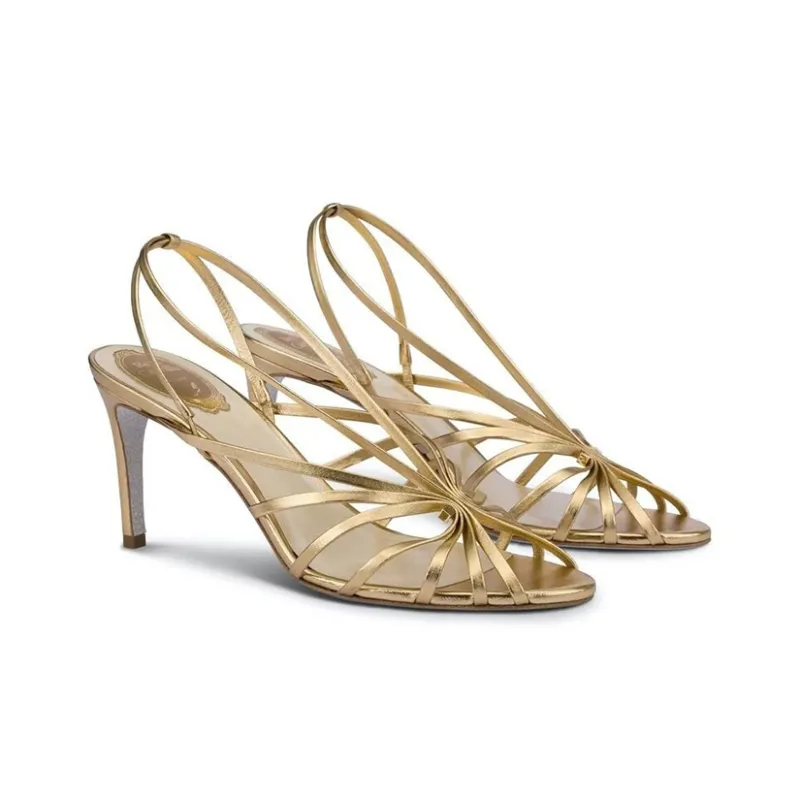 RENE CAOVILLA Sabine Strap Sandals Women's Gold-2