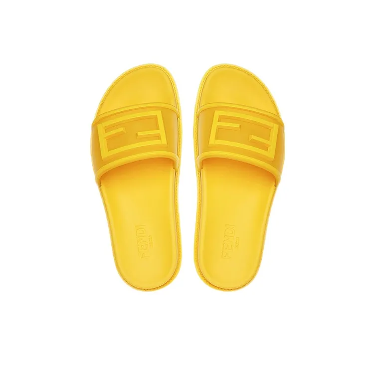 FENDI BaguetteBaguette Slide Slippers Men's Yellow-2