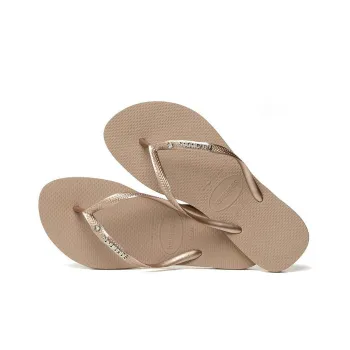 Havaianas Logo Metallic Stylish Sandals Women's Light Khaki