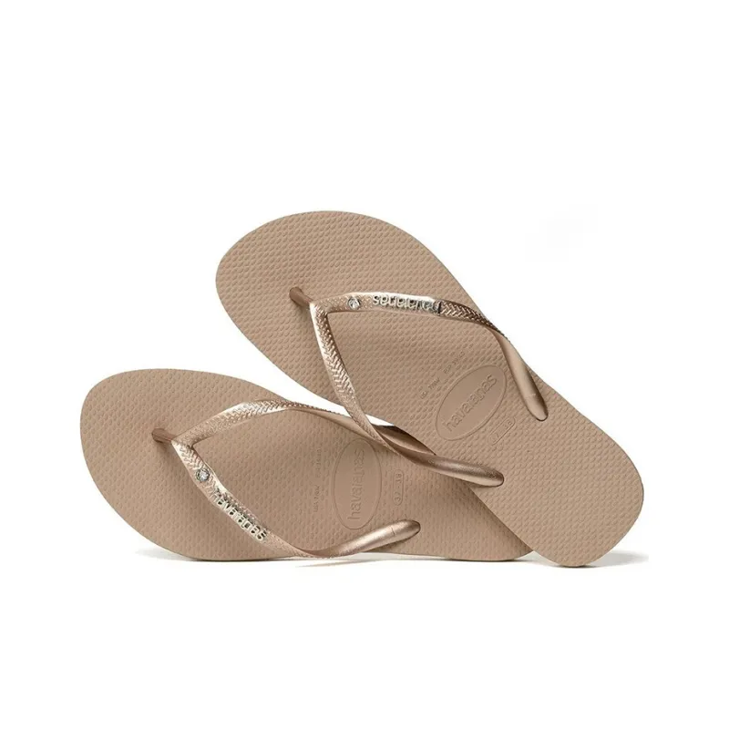 Havaianas Logo Metallic Stylish Sandals Women's Light Khaki-0