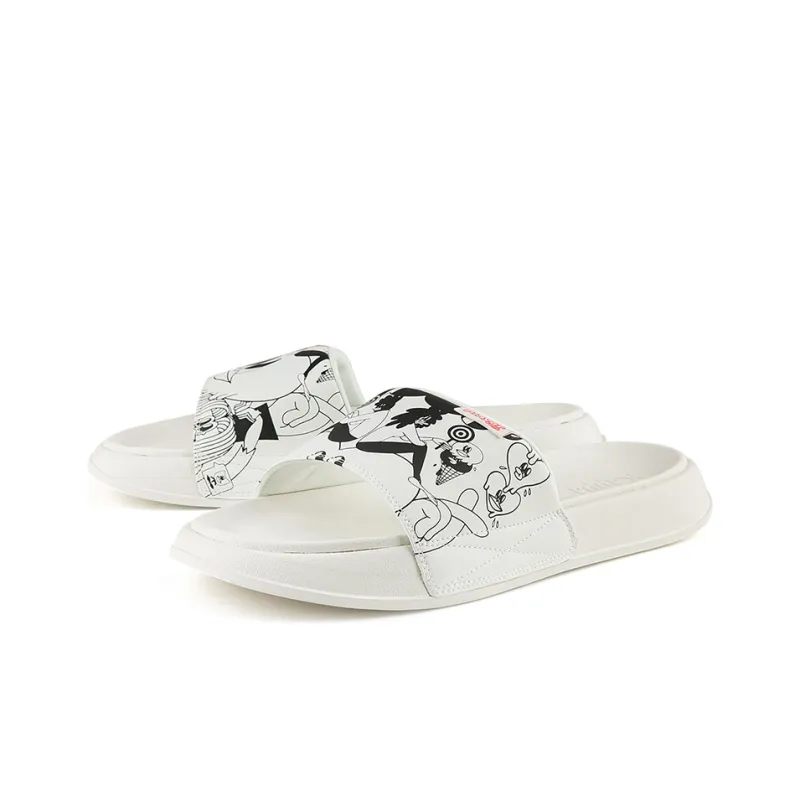 Kappa LALA COMPANY Rubber Sole Slide Slippers Unisex White-3