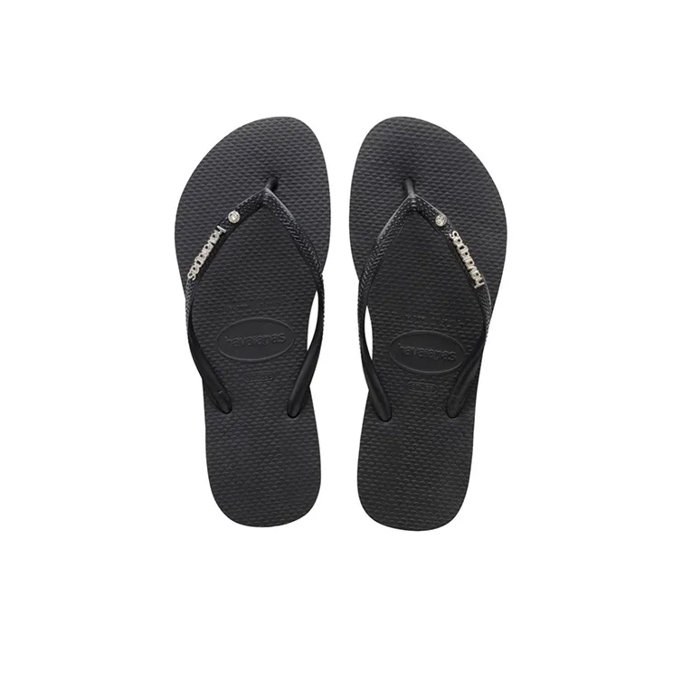 Havaianas Hauni Logo Metallic Stylish Sandals Women's Black-3