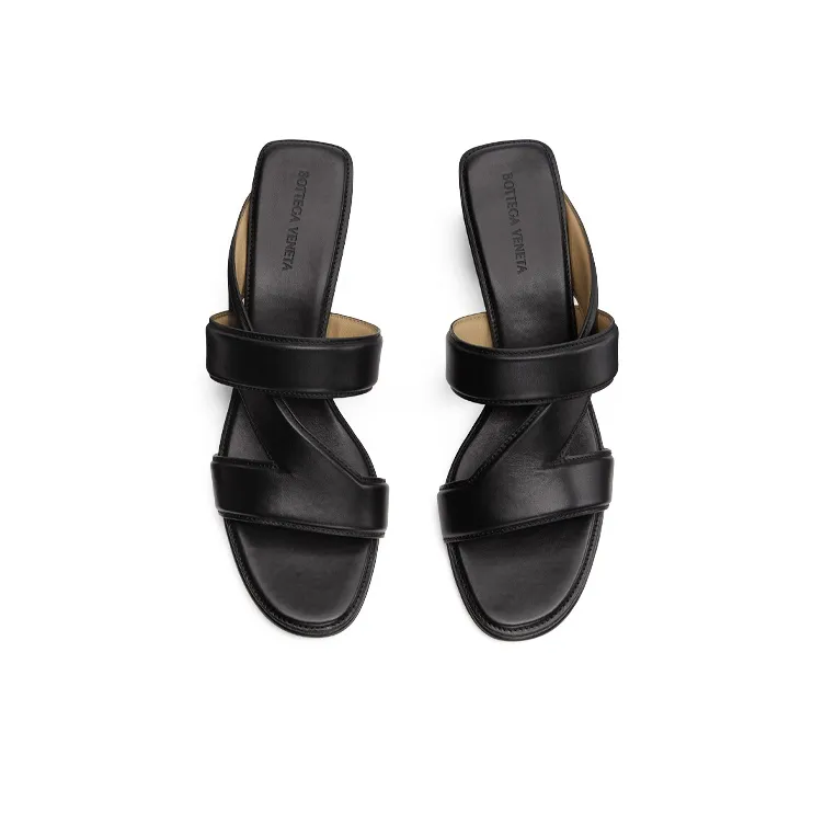 Bottega Veneta Leather Crossover Strap Sandal Black Women's-2