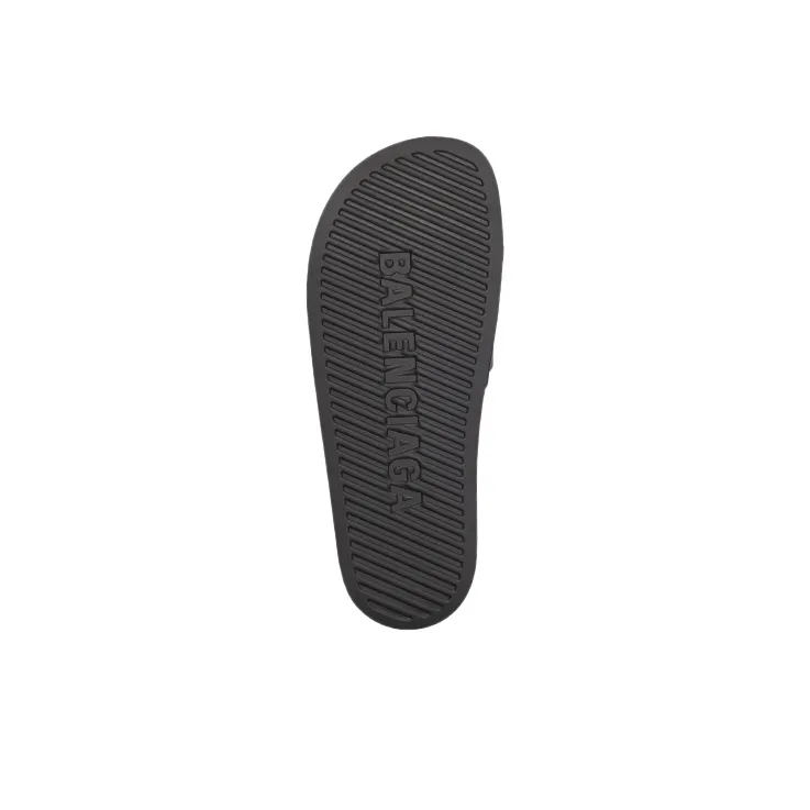 Balenciaga Pool Slides Black Chrome Logo-5