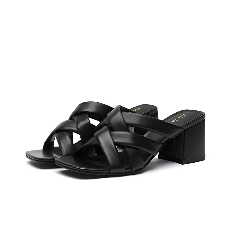 Clarks Rubber Sole Antibacterial Quick Dry Slide Slippers Women's Black-5