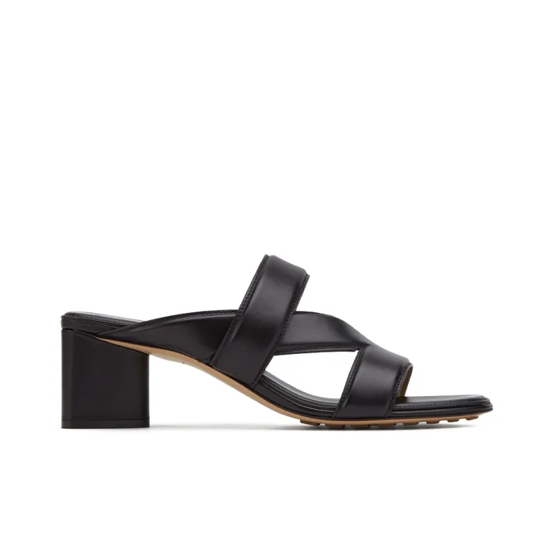 Bottega Veneta Leather Crossover Strap Sandal Black Women's-1
