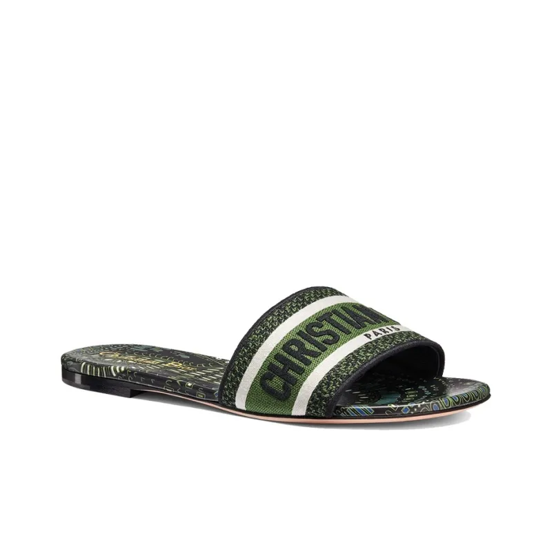 DIOR Dway Abrasion Resistant Slide Slippers Women's Black Green-2