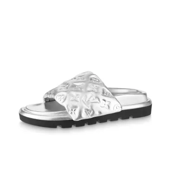 LOUIS VUITTON Odor Resistant Slide Slippers Women's Silver