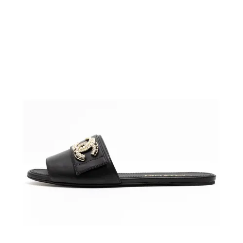 CHANEL Slide Slippers Women's Black