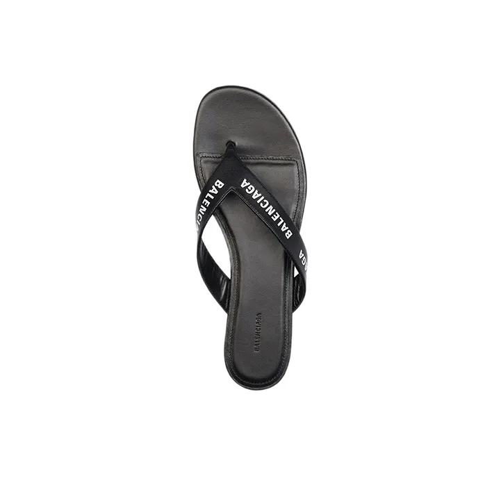 Balenciaga Round Printing Calfskin Sandals Black Women's-3