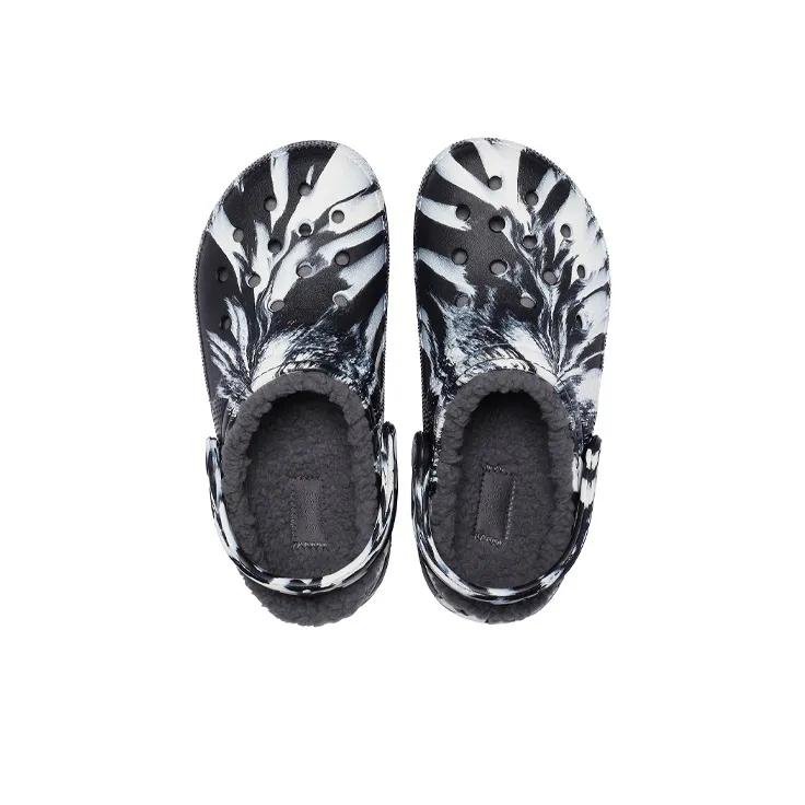 Crocs Classic Lined Clog Outdoor Sandals 'Marbled White Black' Women's-4
