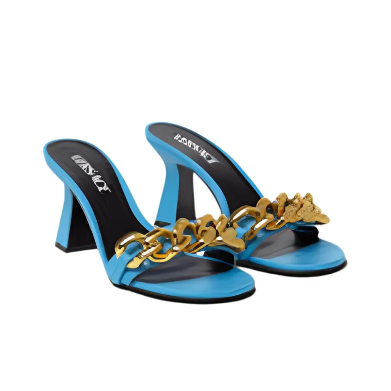 VERSACE Odor Resistant Slide Slippers Women's Light Blue-2