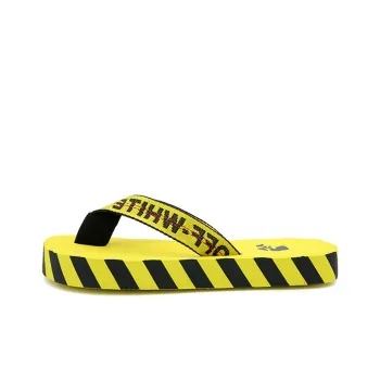 OFF WHITE Diagonal Stripes Flip Flops Yellow Black Aw 20