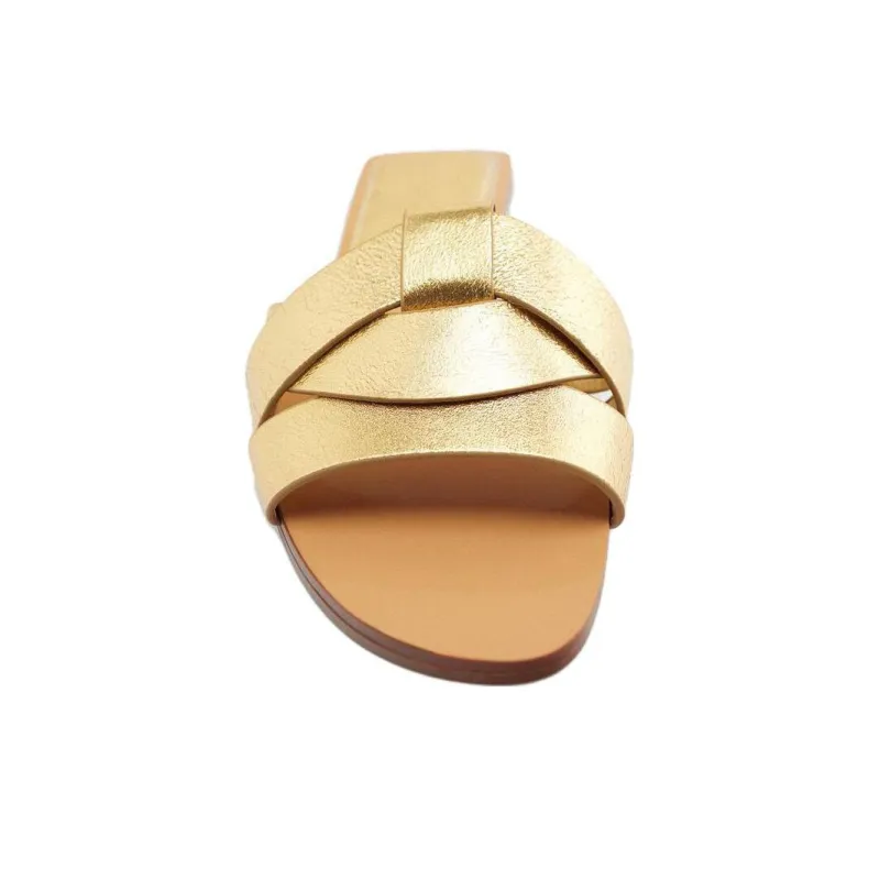 ZARA Quiet Slide Slippers Women's Gold-2