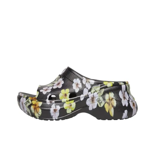 Balenciaga X Crocs Pool Slide Sandals Grey Flower Women's