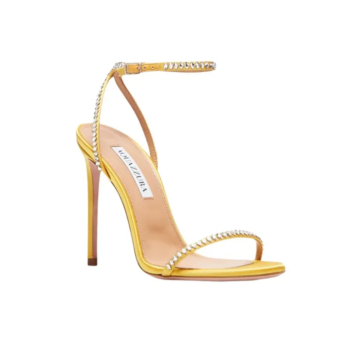 AQUAZZURA Olie Crystal Sandal 105 Strap Sandals Women's Yellow-2
