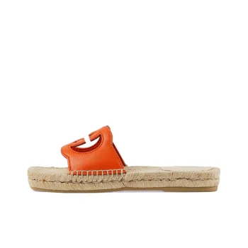 GUCCI Interlocking Rubber Sole Slide Slippers Women's Orange