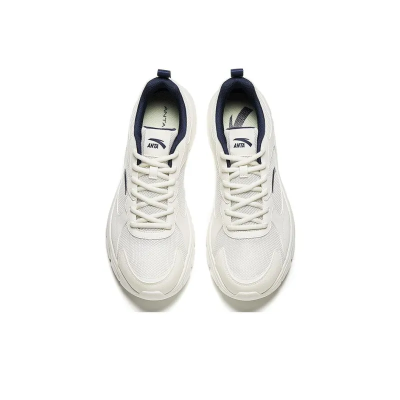 Anta Anti Slip Wear Resistant Low Top Running Shoes Men's White-2