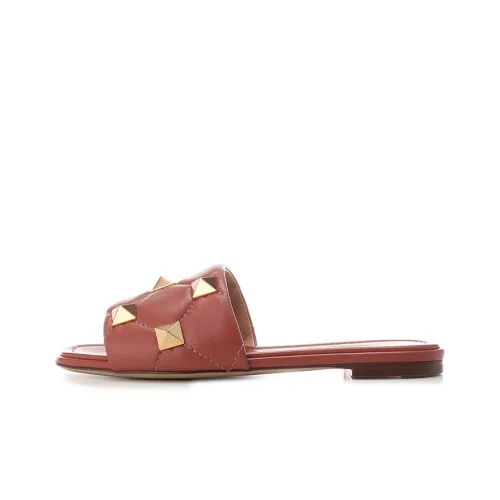 Valentino Roman Stud Slide Slippers Women's Red