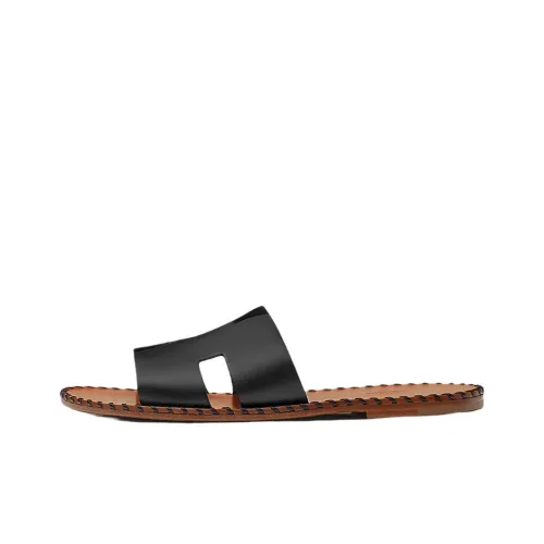 HERMES Izmir Slide Slippers Men Black/Brown