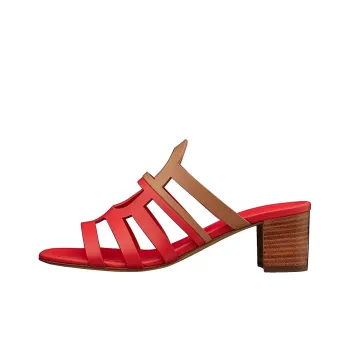 HERMES Celena Rubber Sole Slide Slippers Women's Red