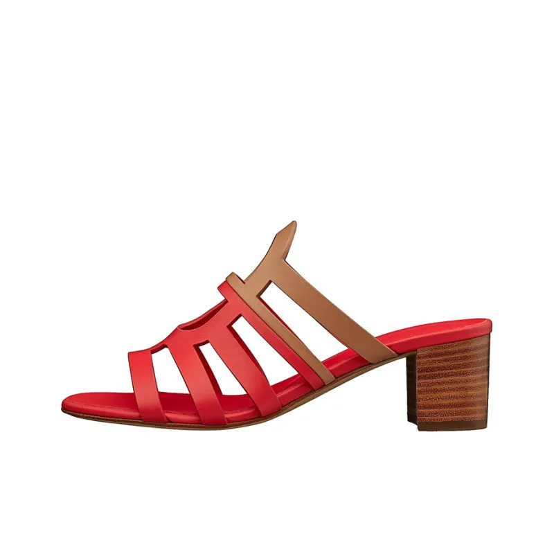 HERMES Celena Rubber Sole Slide Slippers Women's Red-0