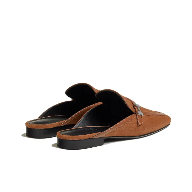 HERMES Groupie Wrap-toe Slippers Women's Brown-2