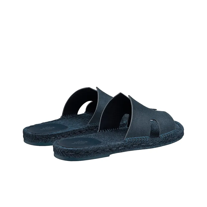 HERMES Antigua Espadrille Denim Fonce Suede Goatskin-3