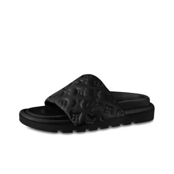 LOUIS VUITTON Pillow Down Slippers Women's Black