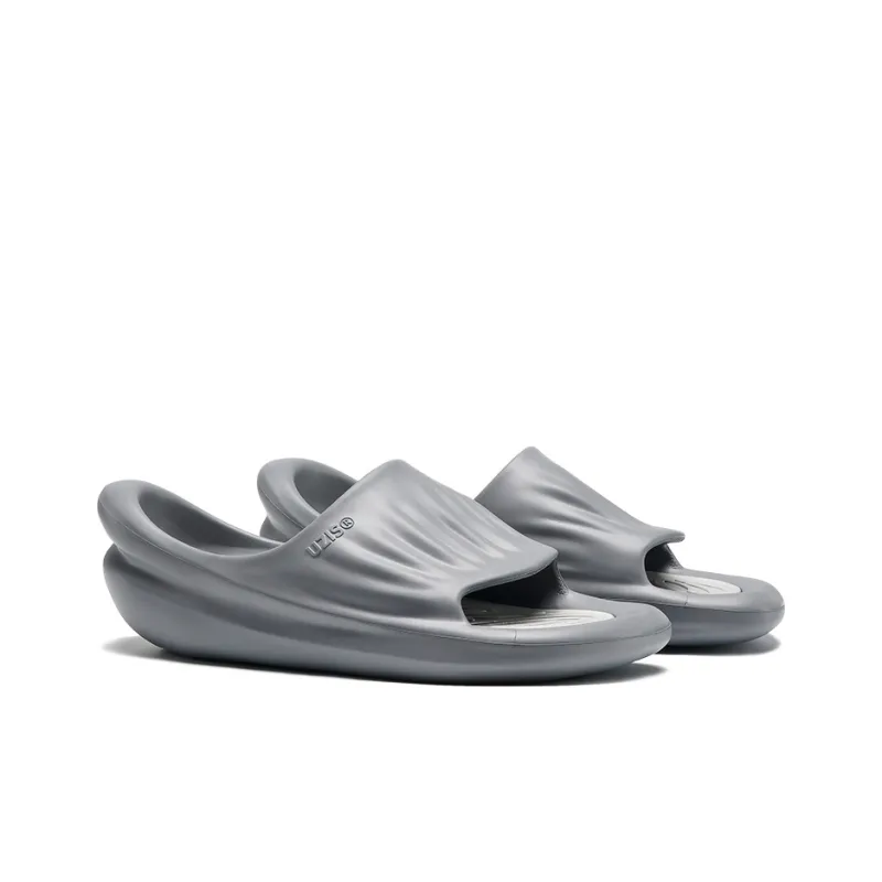 UZIS Quiet Abrasion Resistant Slide Slippers Unisex Lava Gray-2