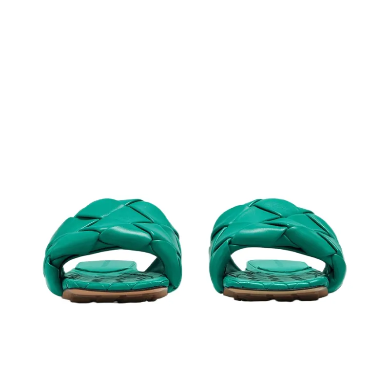 Bottega Veneta Lido Slide Slippers Women's Dark Green-3