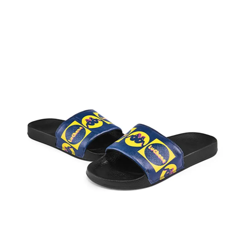 YISHUJIA x Kappa Rubber Sole Slide Slippers Unisex Blue Black-2