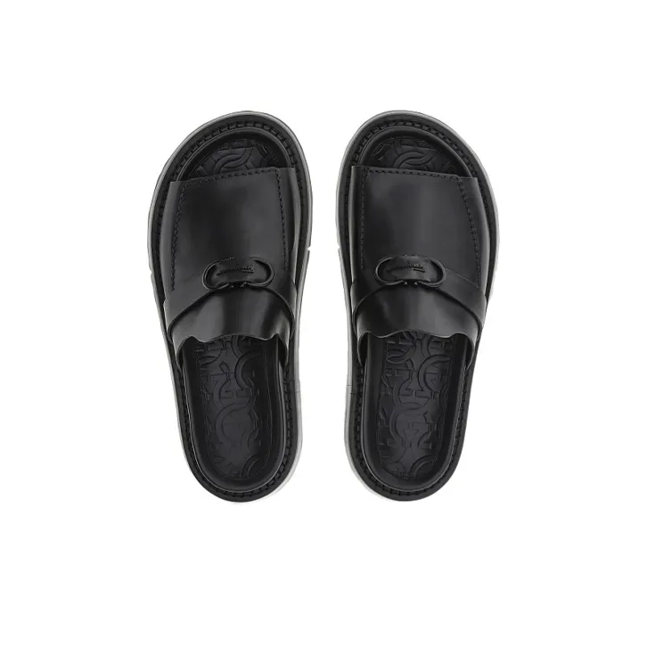 FERRAGAMO GANCINI Slip Resistant Slide Slippers Men's Black-2
