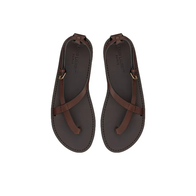 SAINT LAURENT Culver Strap Sandals Women's Brown-3