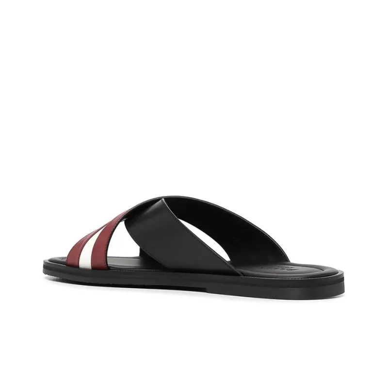 BALLY Slide Slippers Men's Black White Red-2