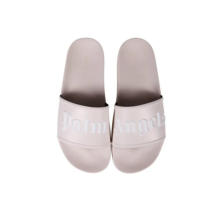 PALM ANGELS Logo Slide Beige White-4