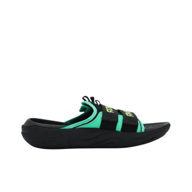 Under Armour Alpha EVA Rubber Sole Slip-Resistant Abrasion-Resistant Casual Slippers Unisex Black Green Yellow-1